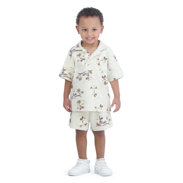 Mickey Mouse Toddler Boys Resort Short Sleeve Shirt and Shorts Set, 2-Piece, Sizes 12M-5T | Walmart (US)
