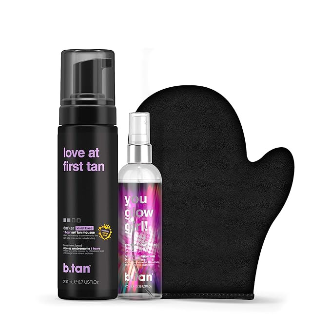 b.tan Darker + Glowy Self Tanner Kit | Lovers Bundle - Love at First Tan Self Tanning Mousse with... | Amazon (US)