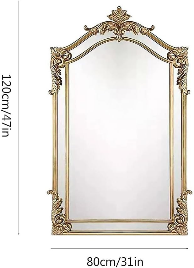 Gold Antique Mirror for Wall, 31 x 47 Inch Large Arched Mirror Decorative Vintage Bathroom Mirror... | Amazon (US)