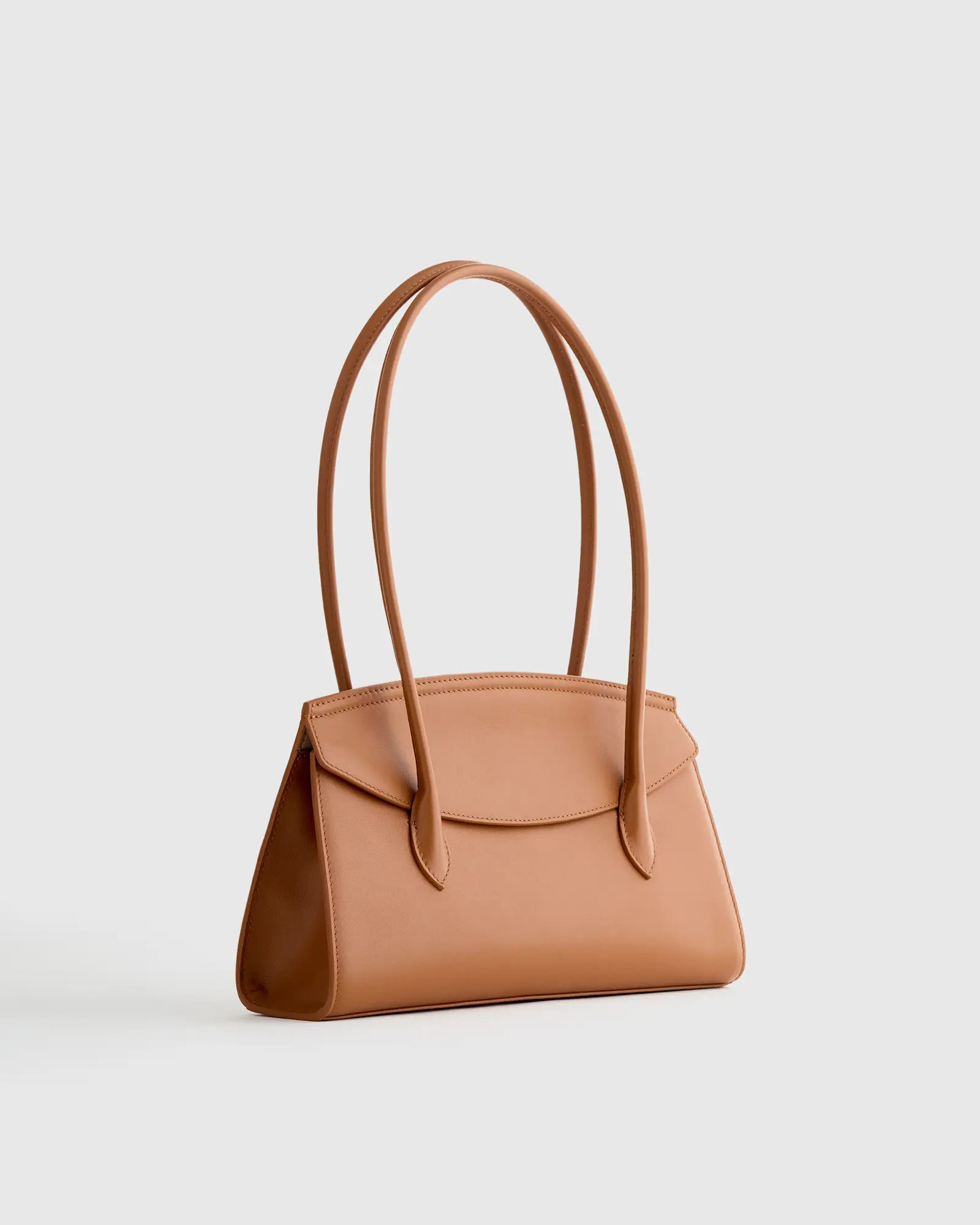Italian Leather Double Strap Shoulder Bag in Cognac | Quince