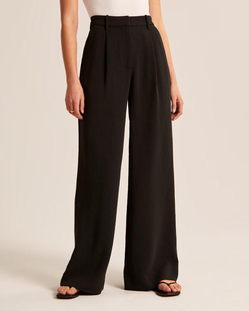 Premium Crepe Tailored Ultra Wide-Leg Pant | Abercrombie & Fitch (US)