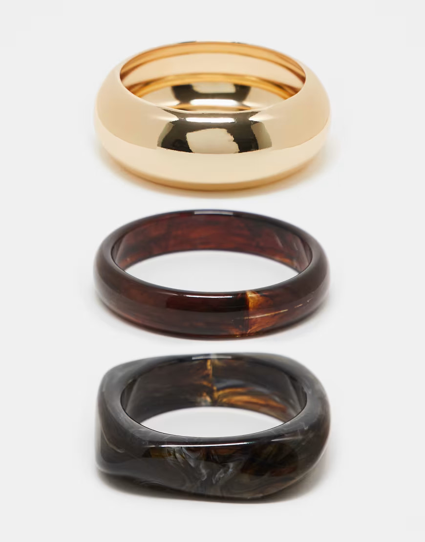 ASOS DESIGN Limited Edition pack of 3 bangles with resin and metal detail in multi | ASOS (Global)