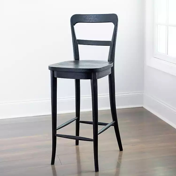 Martin Black Open Back Wood Bar Stool | Kirkland's Home