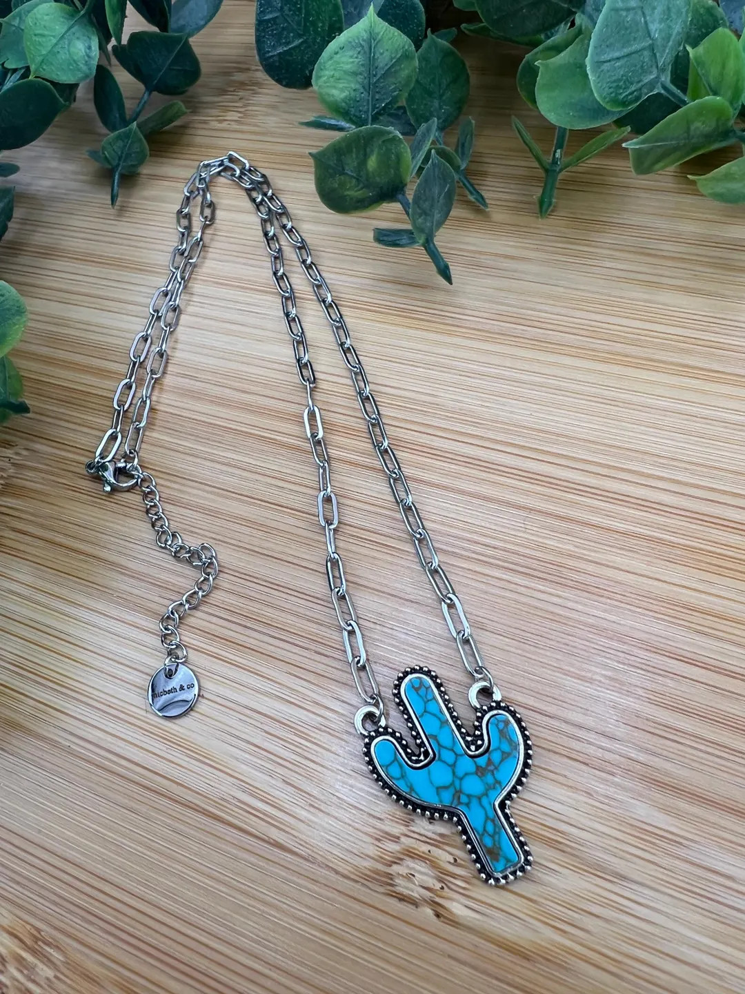 Turquoise Cactus Paperclip Chain Necklace - Etsy | Etsy (Global)