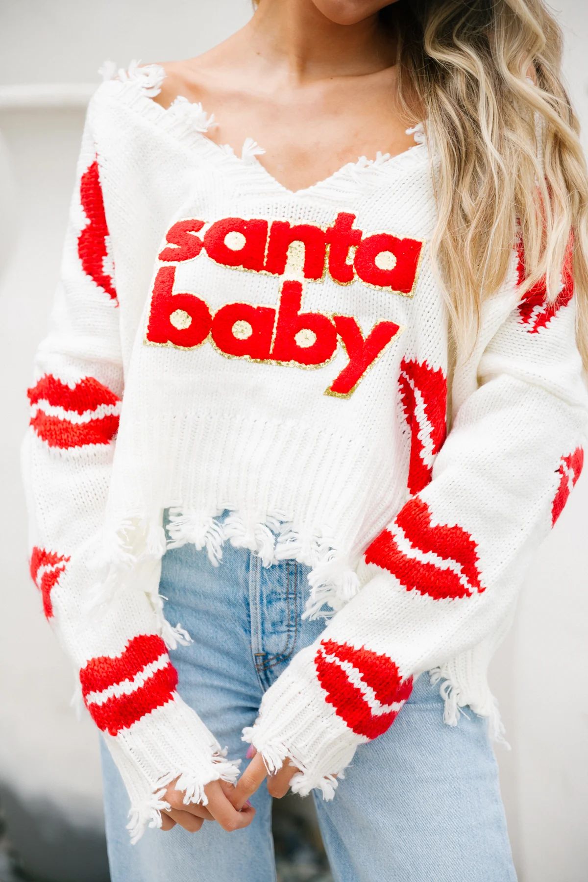 SANTA BABY DISTRESSED SWEATER | Judith March