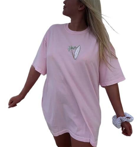 Oversized Graphic Shirt for Teens Girl Y2K Ocean Floral Short Sleeve Baggy Tee Shirts Vintage Aesthetic Coastal Tops | Amazon (US)