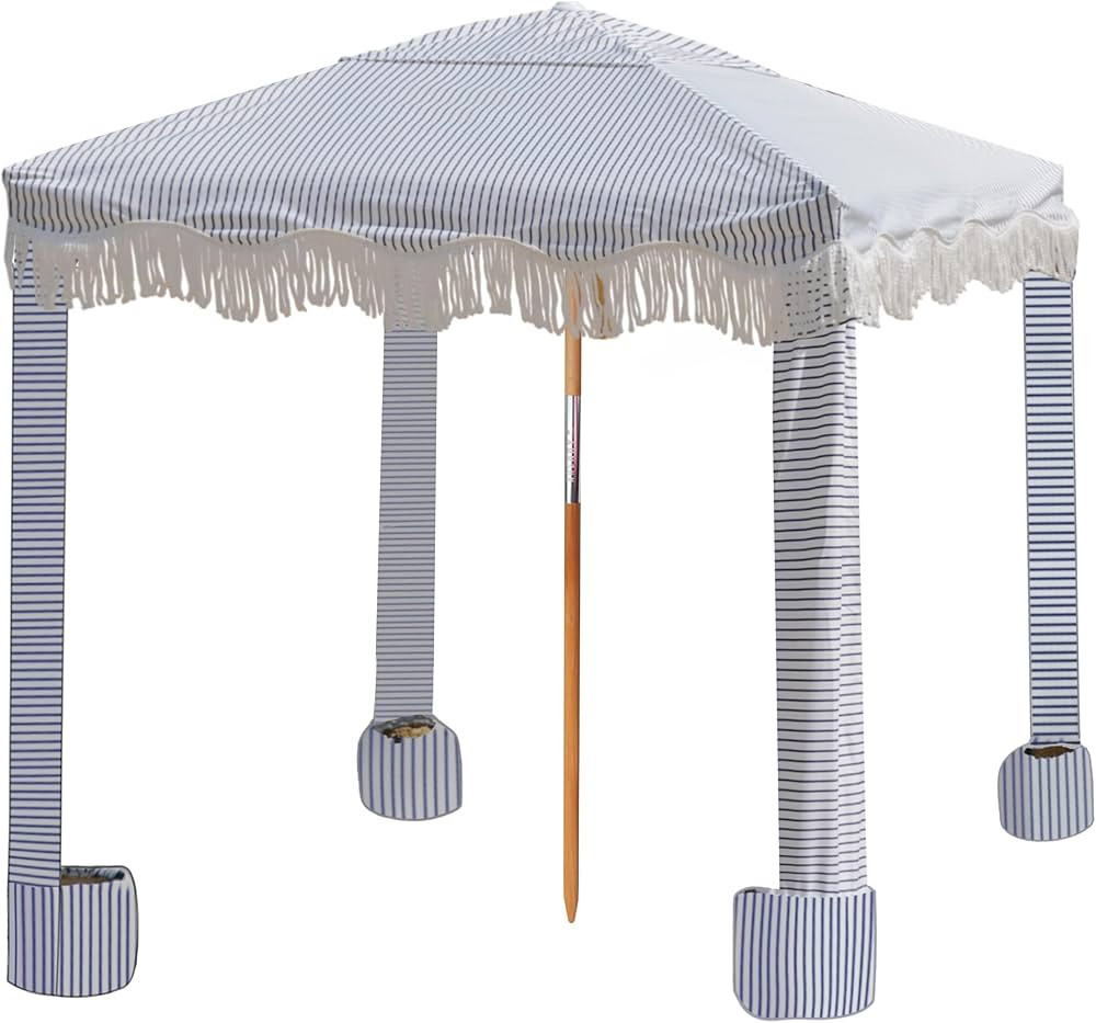 AMMSUN Beach Cabana with Fringe, 6'×6' Boho Beach Canopy with Tassels, Easy Set up & Premium Woo... | Amazon (US)