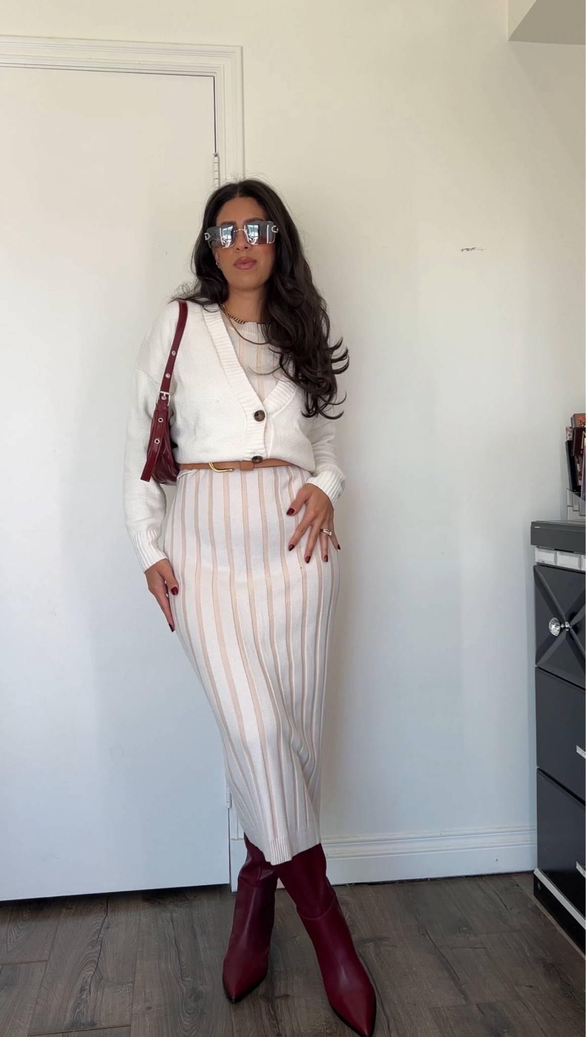 Thanksgiving outfit idea 
Amazon Knit Dress size small 
Cardigan and belt are sold out but linked similar 
Sized up .5 size in boots to wear with thick socks 

#LTKStyleTip #LTKHoliday #LTKSeasonal