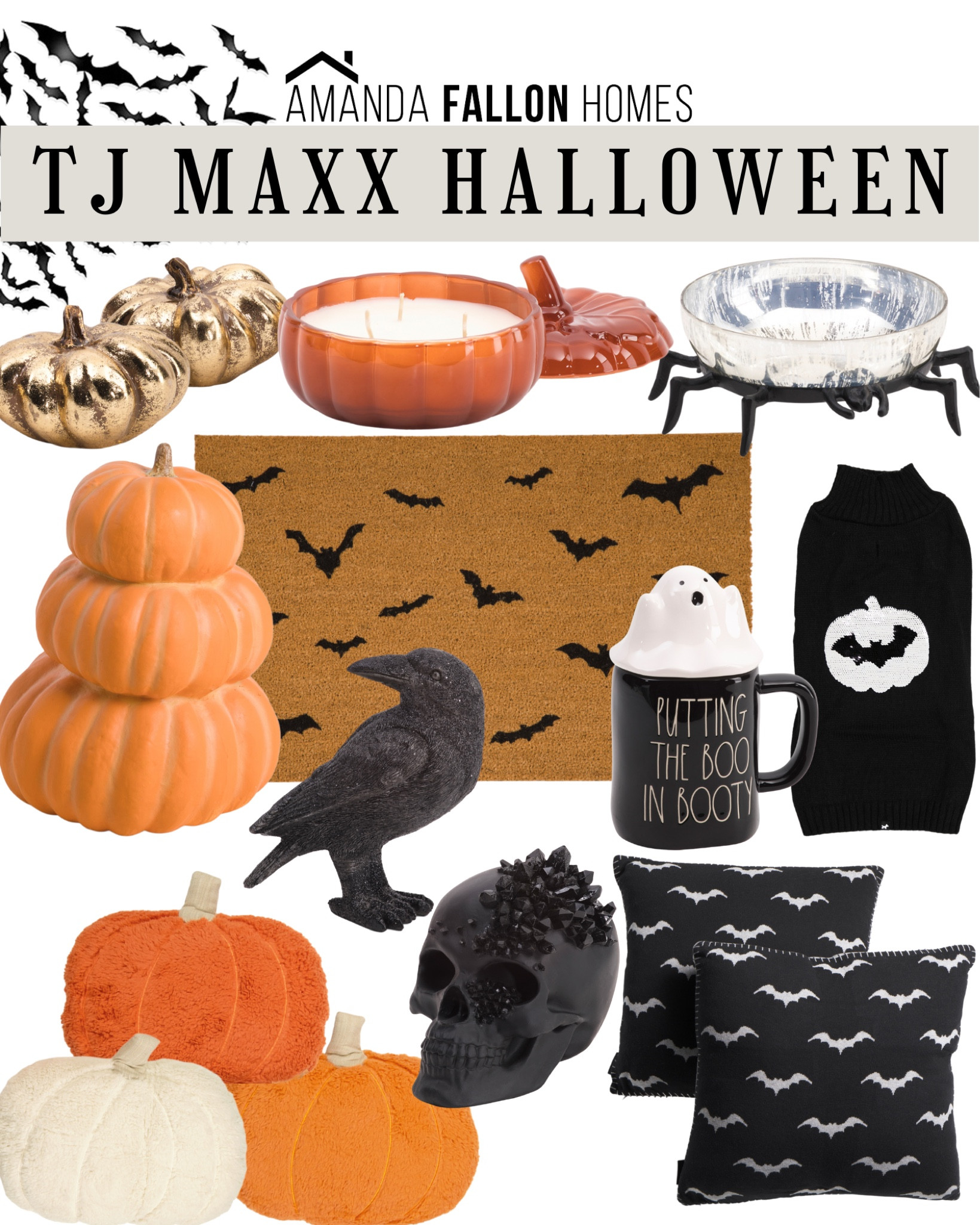 Cute Halloween decorations from TJ Maxx!

#Halloween #HallweenDecor #TJMaxx #HalloweenDecorations #HalloweenDoorMat #HalloweenPumpkins #PumpkinDecor #PumpkinPillow #HalloweenPillow #HalloweenBats #PumpkinCandle

#LTKhome #LTKSeasonal #LTKunder50