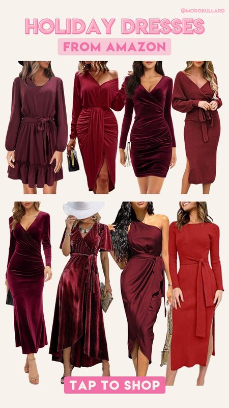 Holiday Dresses | Holiday Outfits | Christmas Dresses | Maroon Dresses | Red Dresses | Burgundy Dresses

#LTKHoliday #LTKSeasonal #LTKunder100