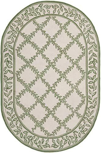 Safavieh Chelsea Collection HK230B Hand-Hooked French Country Wool Area Rug, 7'6" x 9'6" Oval, Ivory | Amazon (US)