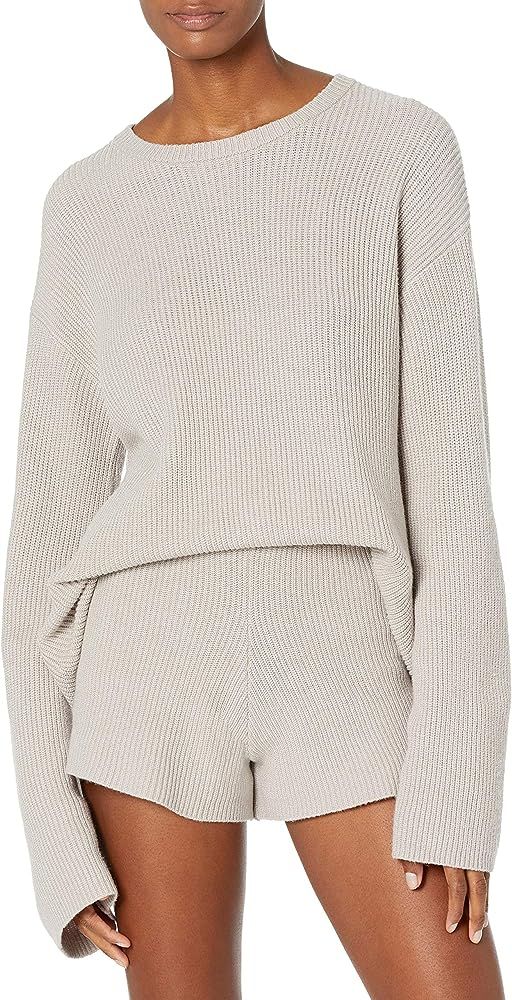 The Drop Women's Alice Crewneck Back Slit Ribbed Pullover Sweater, Porpoise, L | Amazon (US)