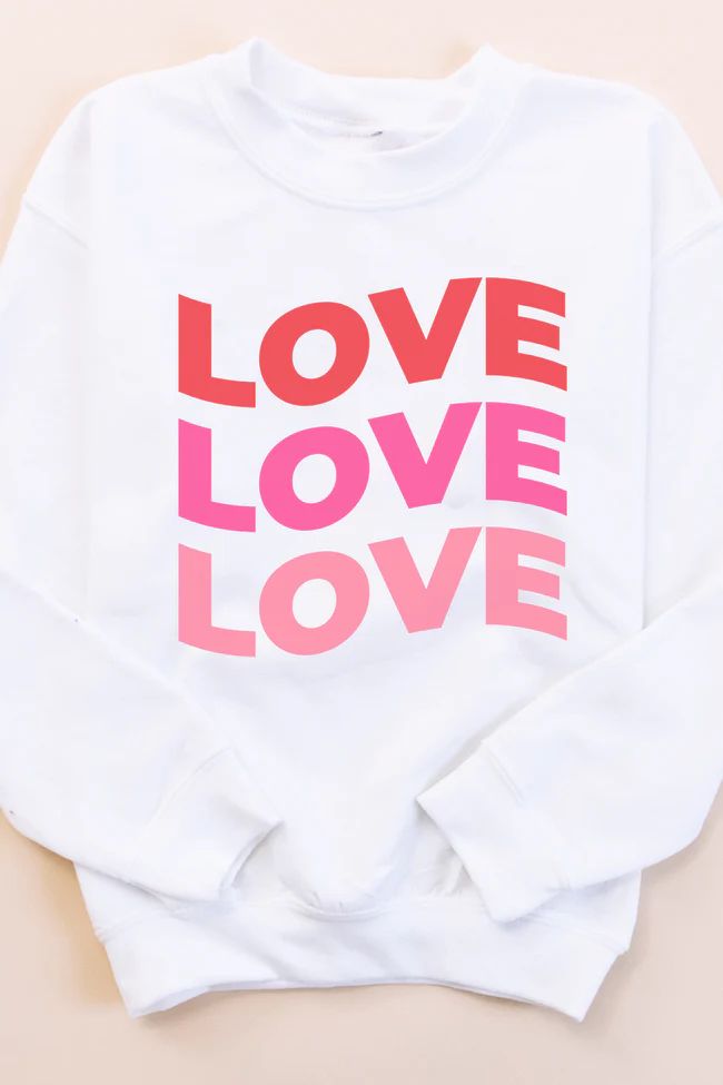 Love Ombre Wave White Kids Graphic Sweatshirt | The Pink Lily Boutique
