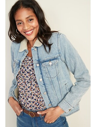 Sherpa-Lined Jean Jacket For Women | Old Navy (US)