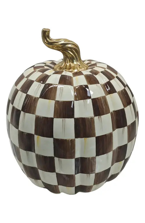 MACKENZIE CHILDS Chocolate Check Mini Pumpkin Decoration in Brown at Nordstrom, Size X-Large | Nordstrom