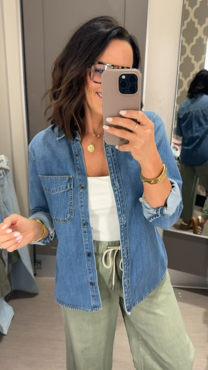 These comfy green pants paired with this relaxed denim top are so comfortable but still look chic. Perfect for running errands, school drop offs, or even a casual day at the office. These are a new @Target fav! 

Mom approved finds target must haves affordable fashion Jean jacket outfit inspo mom style casual chic work days mom life VintagePickin 

#LTKmomlife #LTKPetite #LTKootd
