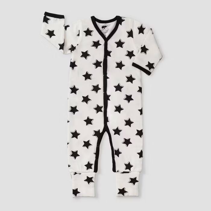 Layette by Monica + Andy Baby Starlight Express Pajama Romper - White/Black | Target