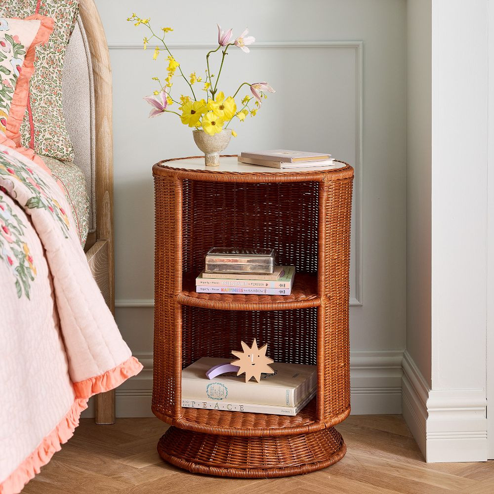 Billie Rattan Storage Side Table | West Elm (US)