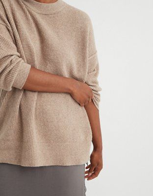 Aerie Waffle Oversized Crew Sweater | American Eagle Outfitters (US & CA)