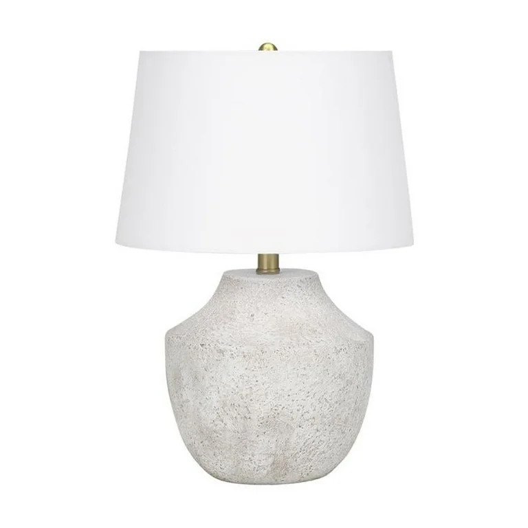 Monarch 20" Concrete Stone Table Lamp with Tapered Shade in Cream and Beige | Walmart (US)