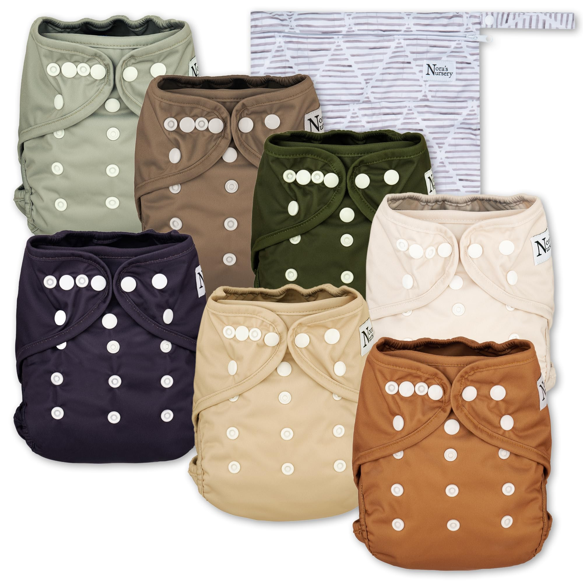 Nora's Nursery Cloth Diaper Cover, Reusable Cover with Snap Closure, Shell for Prefold, Flat, or ... | Amazon (US)