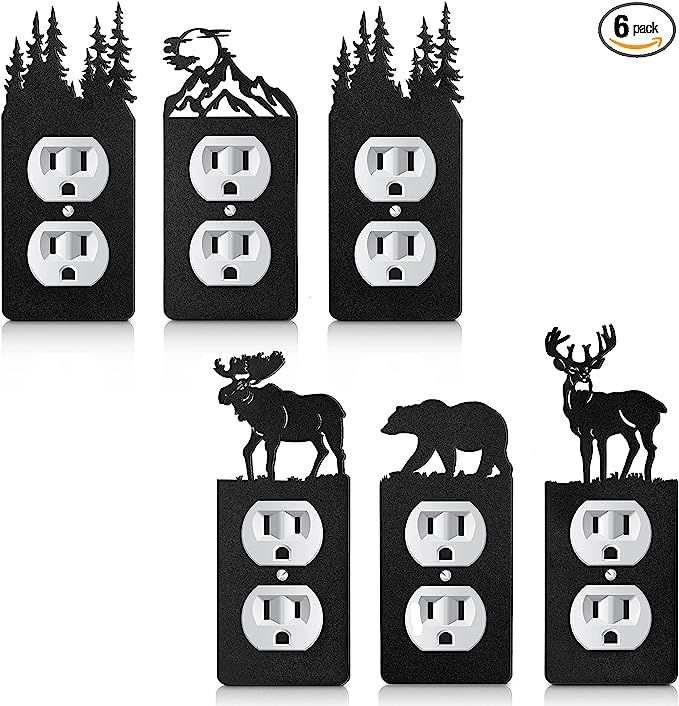 Metal Bear Light Switch Cover Moose Tree Mountain Elk Black Light Switch Plate Forest Outlet Cove... | Amazon (US)