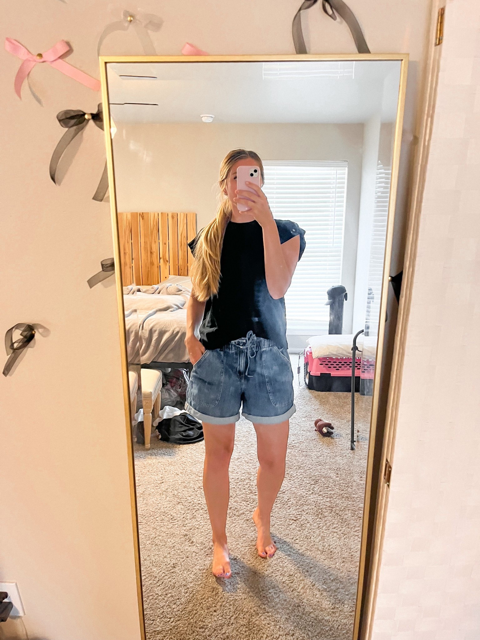 Mom group outfit. I love these shorts I thrifted but linked similar ones. And this shirt I’ve had for a few years and in multiple colors from Target and I’m wearing a medium. Great for hot weather and running around chasing kids  

#LTKSeasonal #LTKFindsUnder50 #LTKStyleTip
