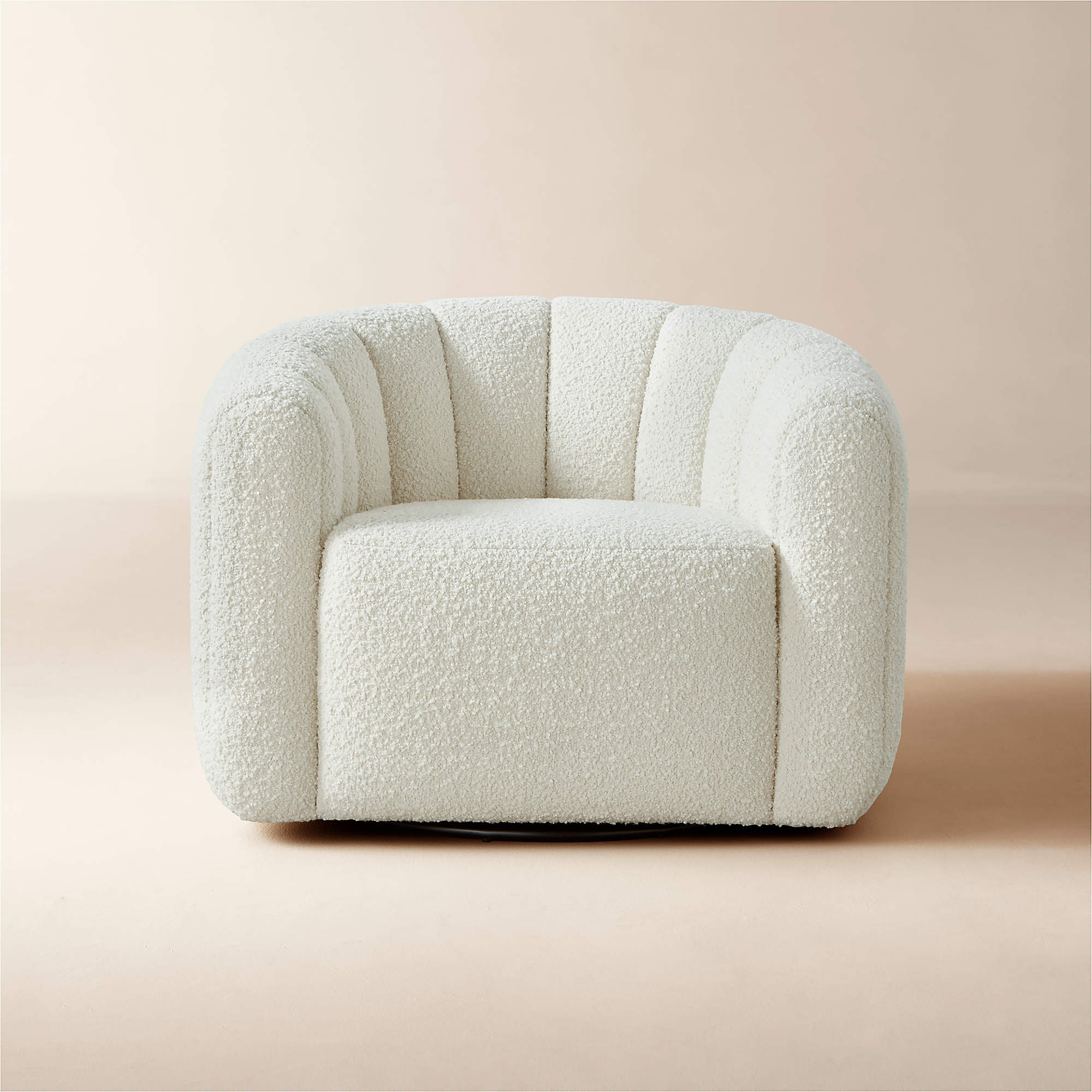 Fitz Modern Channeled Cream Velvet Swivel Chair + Reviews | CB2 | CB2
