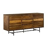 Benjara Wooden Buffet with Natural Wood Grain Finish and Metal Base, Regular, Brown | Amazon (US)