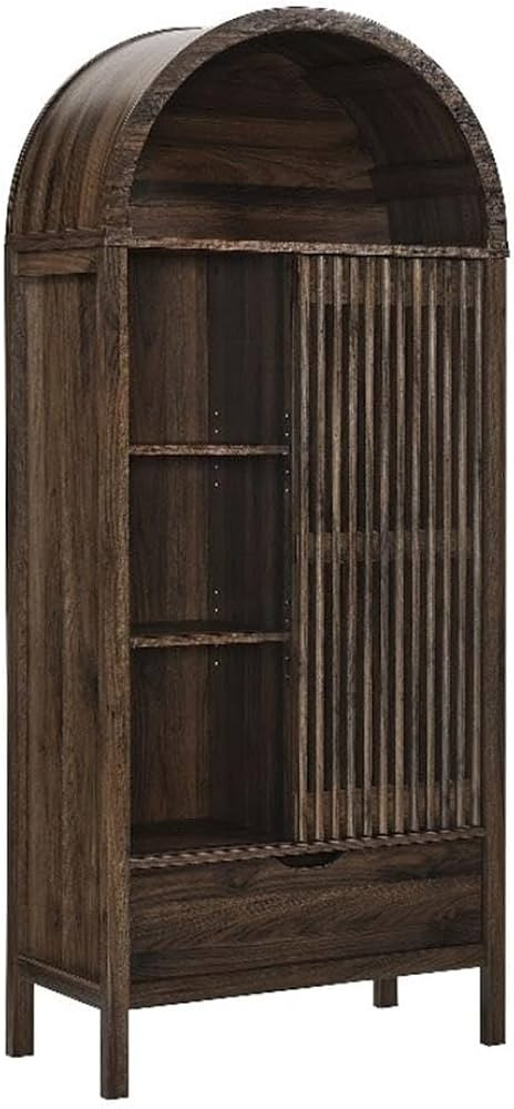 Modway Vaughn 71 Inch Arched Display Cabinet in Walnut - Modern Arch Bookcase with Drawer and Adj... | Amazon (US)