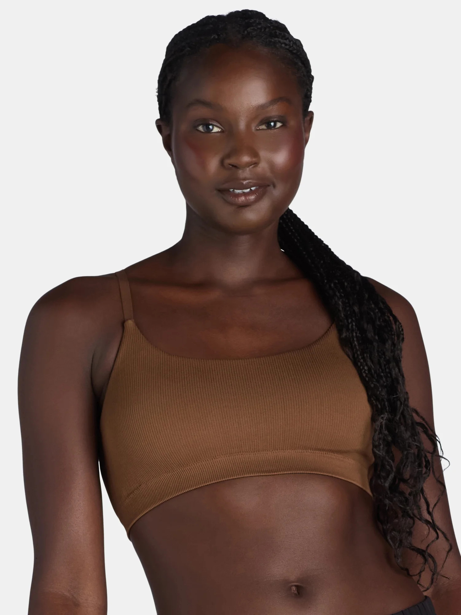No Boundaries Seamless Ribbed Cami Bralette, Women’s and Women’s Plus | Walmart (US)