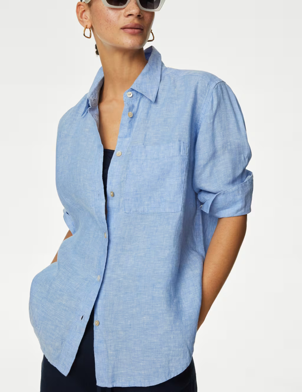 Pure Linen Striped Collared Relaxed Shirt | Marks & Spencer (UK)