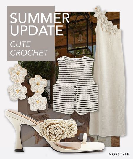 Summer trend update : Cute Crochet 

Crochet Dress, beach dress, holiday dress, crochet waistcoat, flower earrings, summer mules, cream heels 

#LTKeurope #LTKsummer #LTKuk