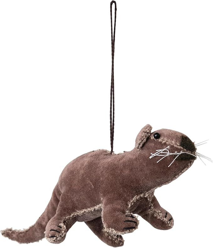 Creative Co-Op Handmade Cotton Velvet Otter Ornament, Brown | Amazon (US)