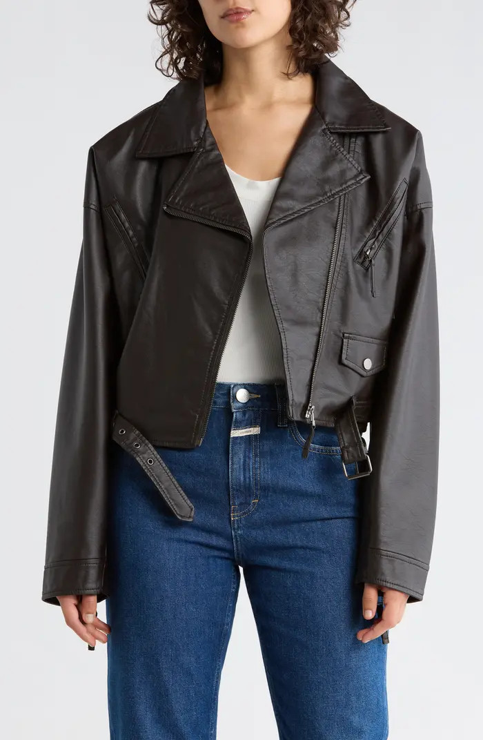 MAX STUDIO Faux Leather Biker Jacket | Nordstromrack | Nordstrom Rack