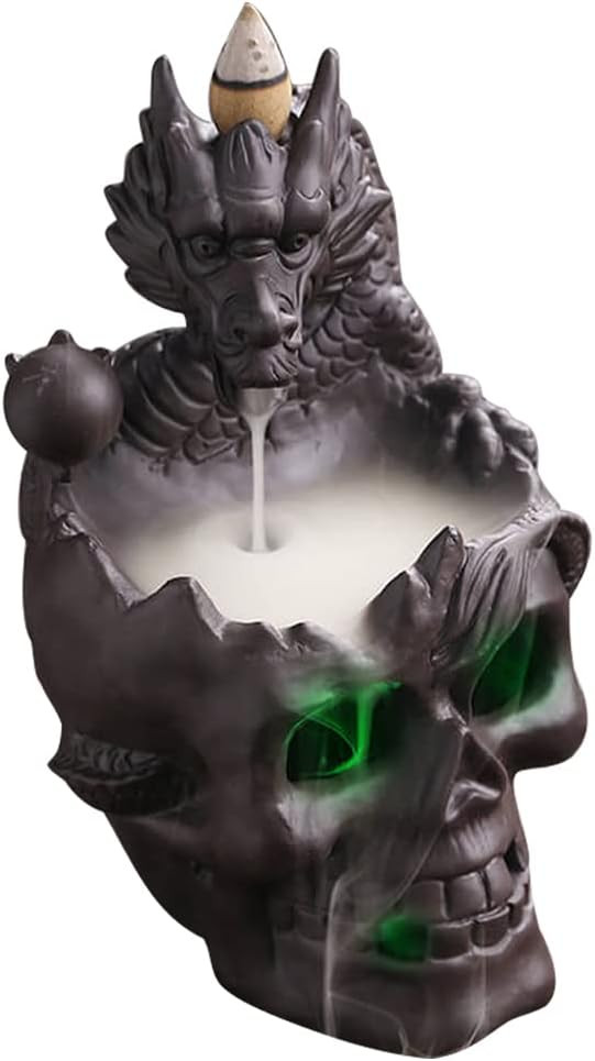 Skull Décor Backflow Incense Burner, Waterfall Incense Holder with 60 Cones, Ceramic Gothic Smok... | Amazon (CA)