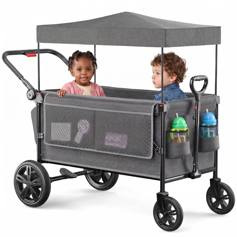 SACVON All-Terrain Stroller Wagon for Toddlers with Canopy, Parent Organizer, Adjustable Handleba... | Walmart (US)