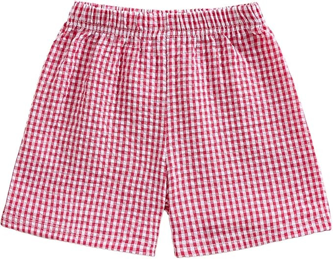 Karuedoo Toddler Baby Boy Girl Shorts Gingham Plaid/Seersucker Shorts Summer Casual Elastic Waist... | Amazon (US)