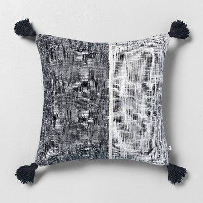 18" x 18" Block Stripes Throw Pillow Railroad Gray - Hearth & Hand™ with Magnolia | Target