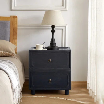 Rosalind Wheeler Aivery 2 - Drawer Solid Wood Modular Transitional Nightstand with Antique Bronze... | Wayfair North America