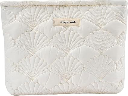 1PCS Quilted Cotton Makeup Bag Portable Travel Bag Cosmetic Bag Aesthetic Shell Toiletry Organize... | Amazon (US)