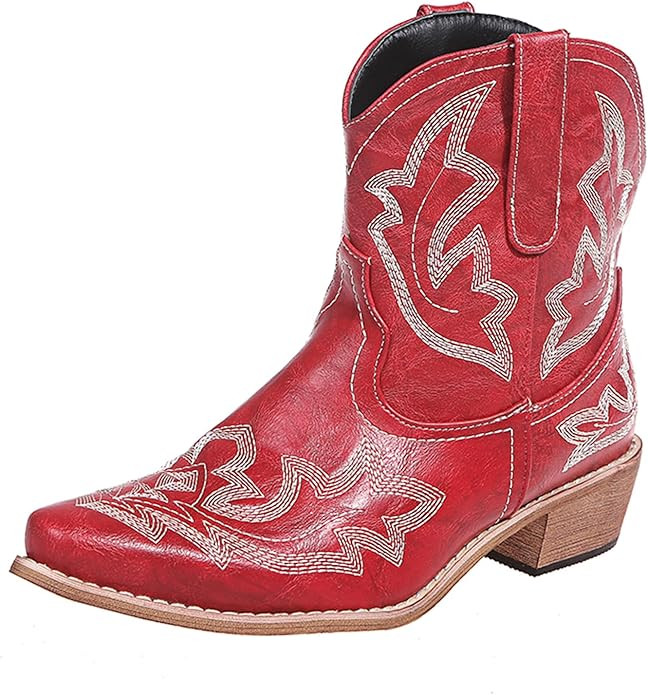 Cowboy Boots for Women Booties Ankle Cowgirl Western Boots Stitched Embroidered Pointed Toe Short... | Amazon (US)