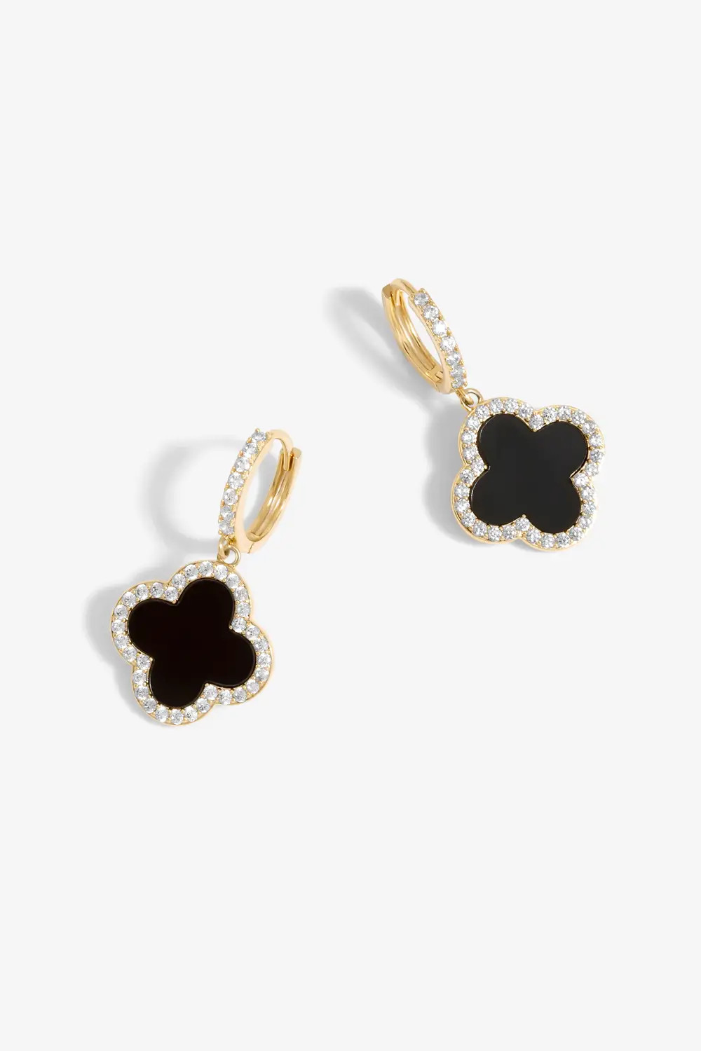 Gold Jon Richard Plated and Jet Clover Huggie Earrings | Debenhams | Debenhams UK