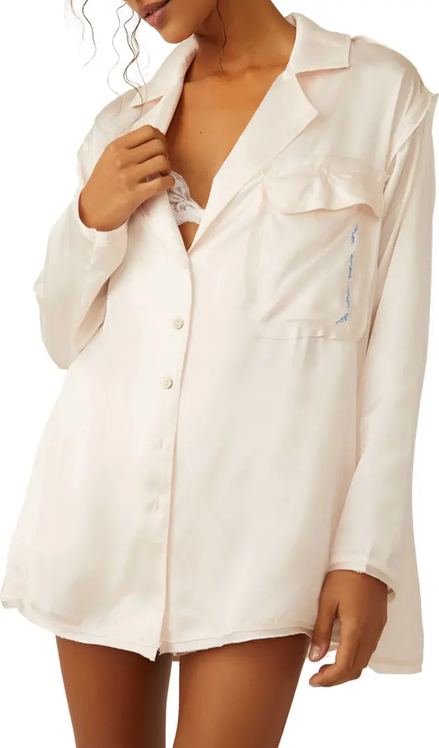 Like Honey Long-Sleeve Satin Pajama Shirt | Nordstrom