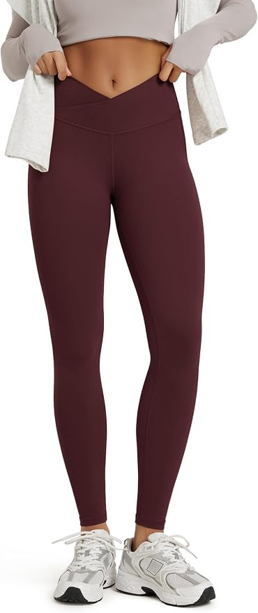 ODODOS Women's Buttery Soft Cross Waist Leggings, 25" / 28" Crossover High Rise Lounge Yoga Pants | Amazon (US)