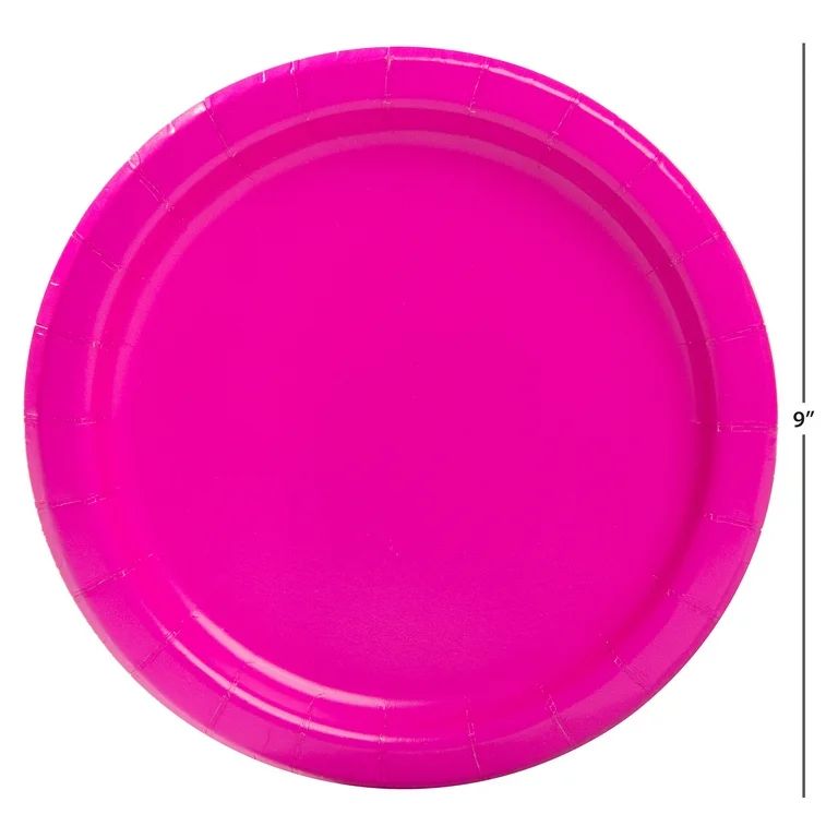 Way to Celebrate! Neon Pink Paper Dinner Plates, 9in, 55ct | Walmart (US)