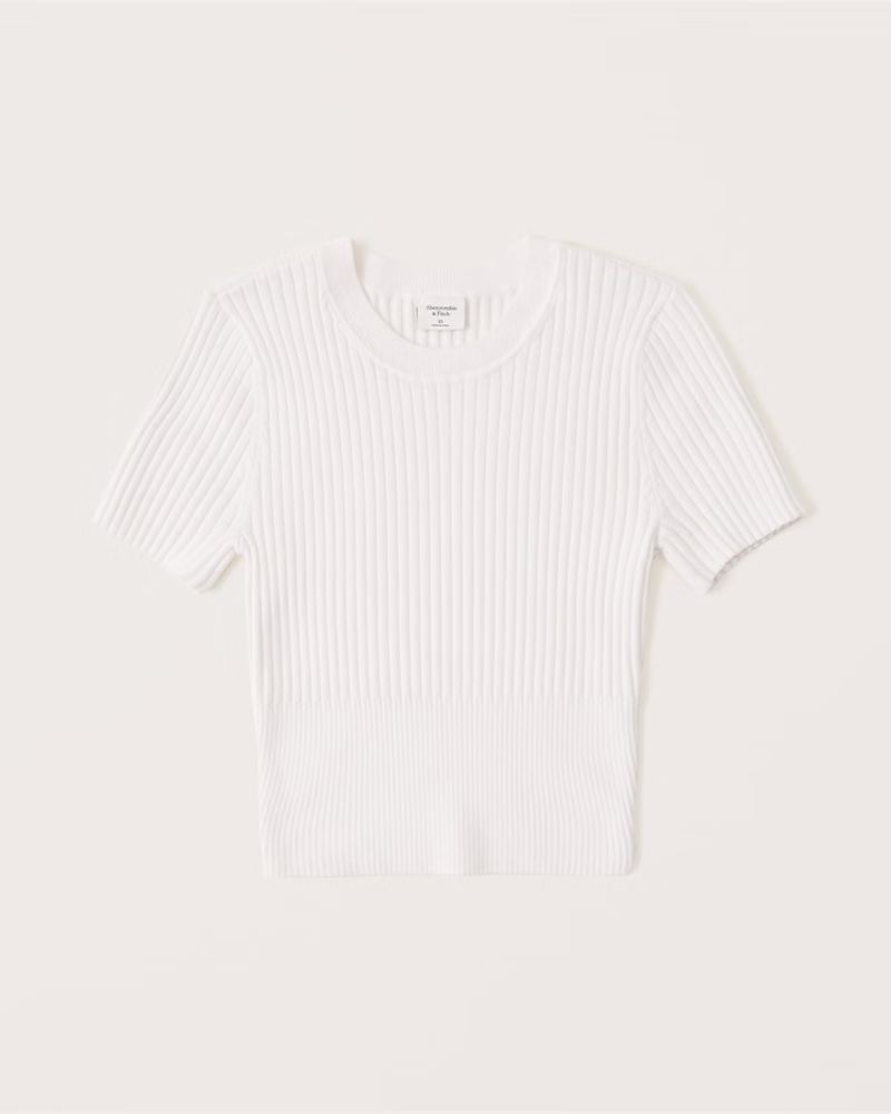 Abercrombie & Fitch Women's Elevated Knit Baby Tee in White - Size XXS | Abercrombie & Fitch (US)
