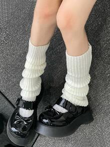 1pair Plain White Leg Warmers | SHEIN