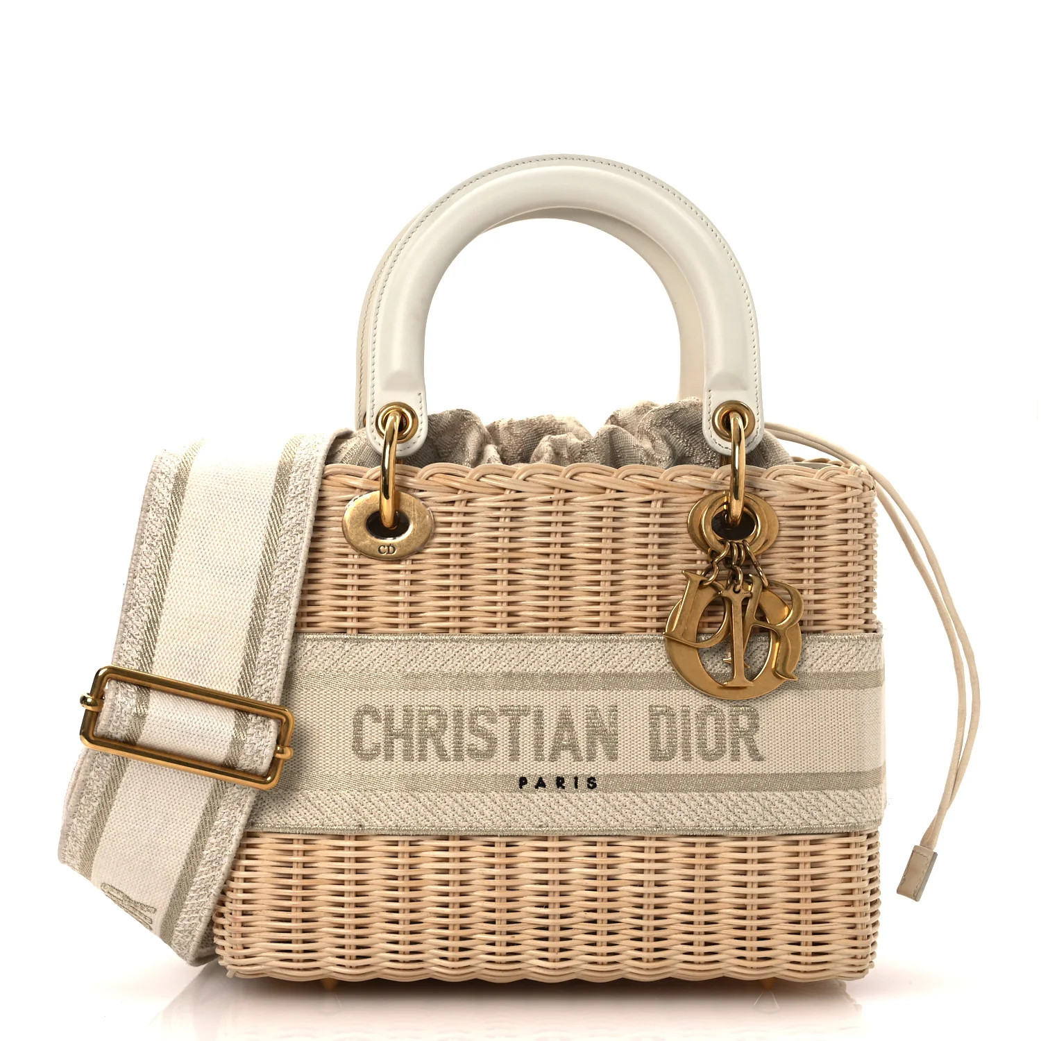 Christian Dior Wicker Oblique Medium Lady Dior Bag Beige 1691834 | FASHIONPHILE (US)