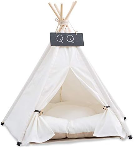 Pet Teepee with Cushion for Dogs and Cats Puppies House with Bed Pet Tent Bed Indoor Outdoor | Amazon (US)